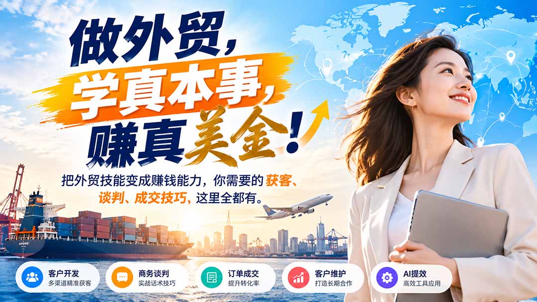 做外贸，学真本事，赚真美金！把外贸技能变成赚钱能力，你需要的获客、谈判、成交技巧，这里全都有-鼎誉项目网