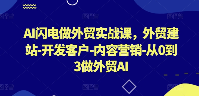 AI闪电做外贸实战课，​外贸建站-开发客户-内容营销-从0到3做外贸AI(更新)-鼎誉项目网