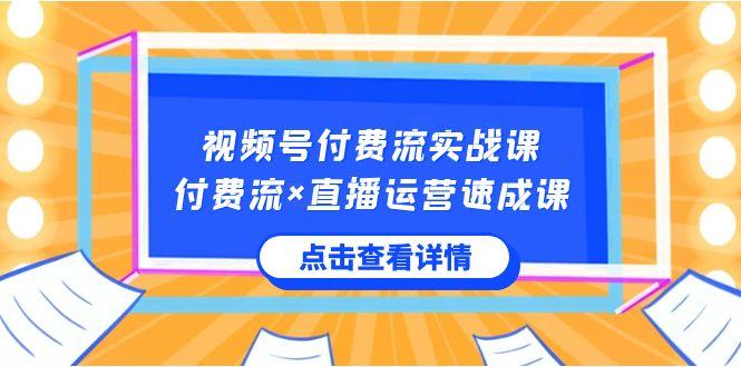 视频号付费流实战课，付费流×直播运营速成课，让你快速掌握视频号核心运营技能-鼎誉项目网