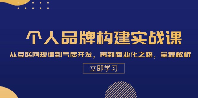 个人品牌构建实战课：从互联网规律到气质开发，再到商业化之路，全程解析-鼎誉项目网