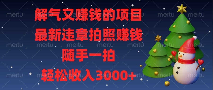 解气又赚钱的项目，最新违章拍照赚钱，随手一拍，轻松收入3000+-鼎誉项目网