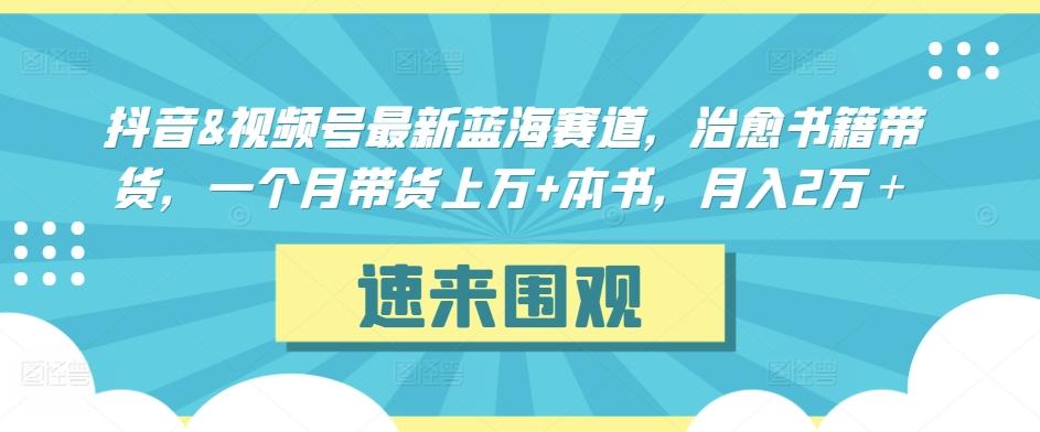 抖音&视频号最新蓝海赛道,治愈书籍带货,一个月带货上万+本书,月入2万+【揭秘】