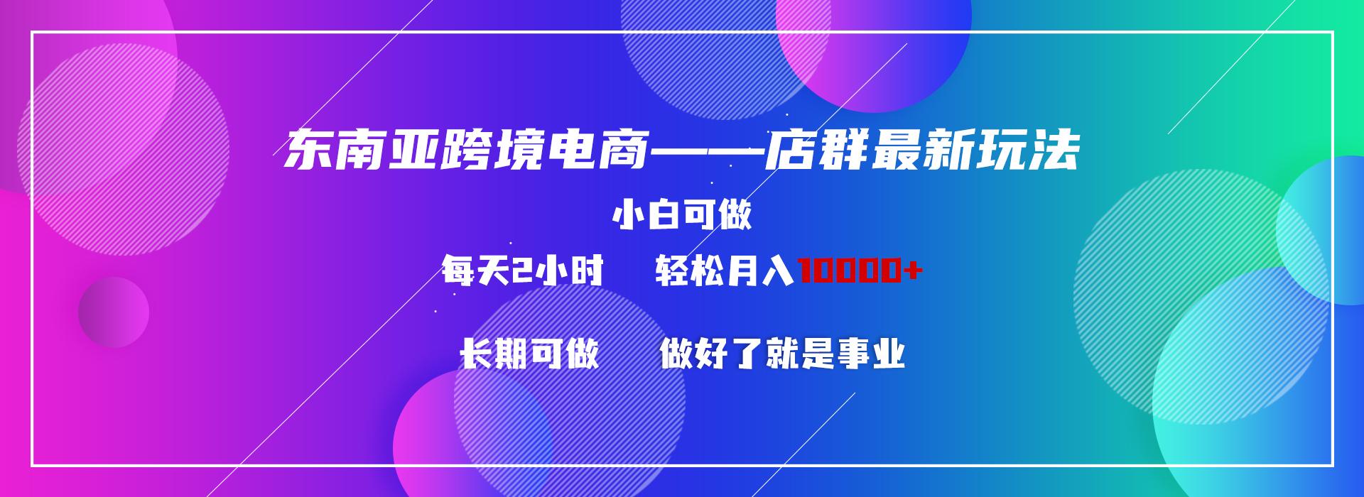 东南亚跨境电商店群新玩法2—小白每天两小时 轻松10000+-鼎誉项目网