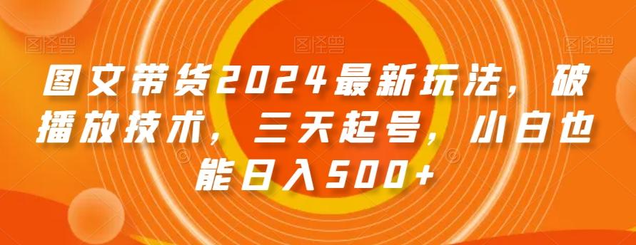 图文带货2024最新玩法，破播放技术，三天起号，小白也能日入500+【揭秘】-鼎誉项目网