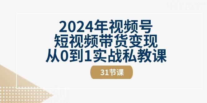 2024年视频号短视频带货变现从0到1实战私教课(30节视频课)-鼎誉项目网