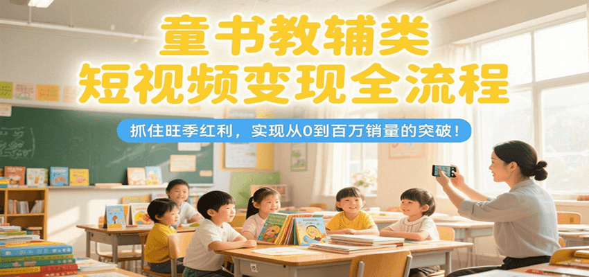 童书教辅类短视频变现全流程,抓住旺季红利,实现从0到百万销量的突破!-鼎誉项目网