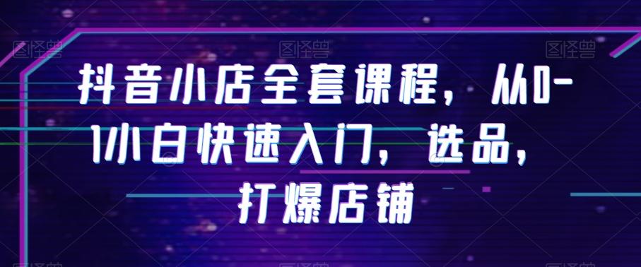 抖音小店全套课程，从0-1小白快速入门，选品，打爆店铺-鼎誉项目网