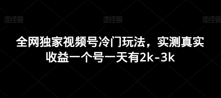 全网独家视频号冷门玩法，实测真实收益一个号一天有2k-3k-鼎誉项目网