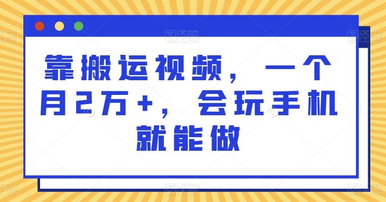 靠搬运视频，一个月2万+，会玩手机就能做-鼎誉项目网