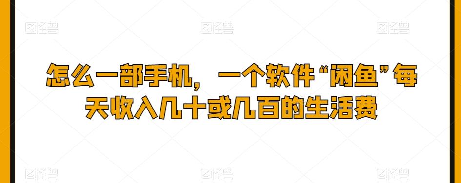 怎么一部手机，一个软件“闲鱼”每天收入几十或几百的生活费-鼎誉项目网