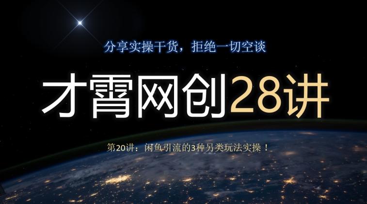 才霄网创28讲第20讲：闲鱼引流的3种另类玩法实操！-鼎誉项目网