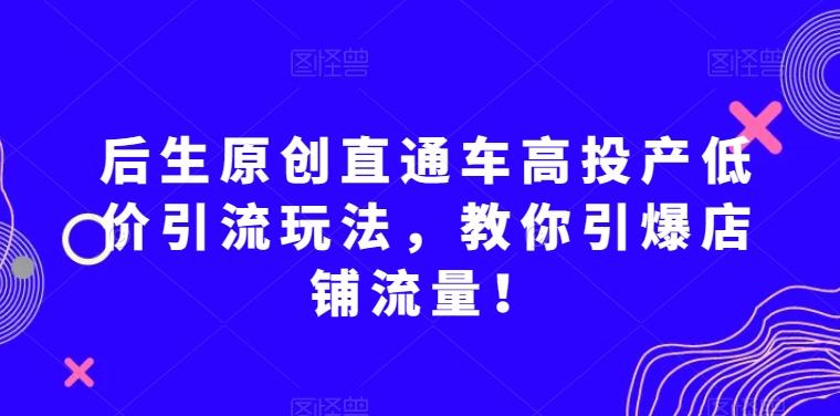 后生原创直通车高投产低价引流玩法，教你引爆店铺流量！-鼎誉项目网