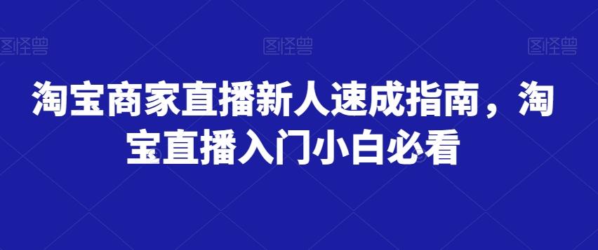 淘宝商家直播新人速成指南，淘宝直播入门小白必看-鼎誉项目网