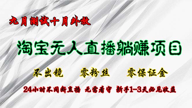 淘宝无人直播最新玩法，九月测试十月外放，不出镜零粉丝零保证金，24小…-鼎誉项目网