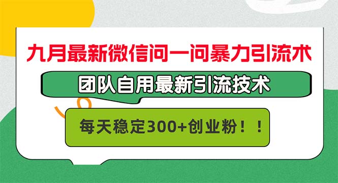 九月最新微信问一问暴力引流术，团队自用引流术，每天稳定300+创…-鼎誉项目网