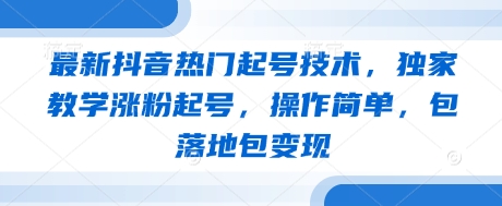 最新抖音热门起号技术，独家教学涨粉起号，操作简单，包落地包变现-鼎誉项目网