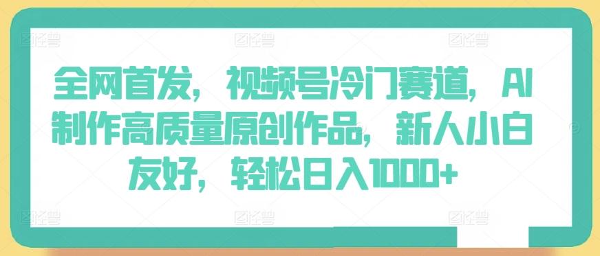 全网首发，视频号冷门赛道，AI制作高质量原创作品，新人小白友好，轻松日入1000+【揭秘】-鼎誉项目网