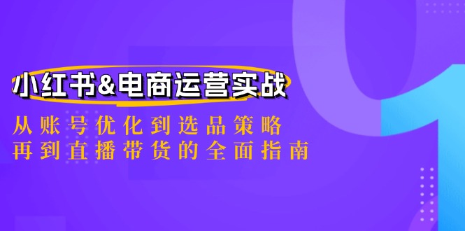 小红书&电商运营实战：从账号优化到选品策略，再到直播带货的全面指南-鼎誉项目网