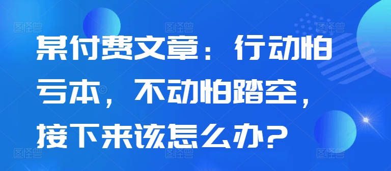 某付费文章：行动怕亏本，不动怕踏空，接下来该怎么办?-鼎誉项目网