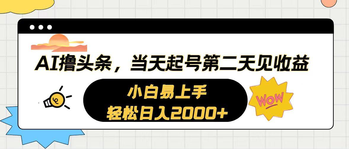AI撸头条，当天起号，第二天见收益。轻松日入2000+-鼎誉项目网