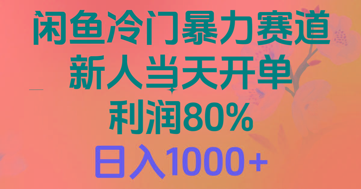 2024闲鱼冷门暴力赛道，新人当天开单，利润80%，日入1000+-鼎誉项目网
