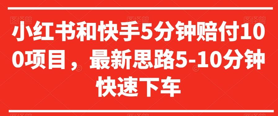 小红书和快手5分钟赔付100项目，最新思路5-10分钟快速下车【仅揭秘】-鼎誉项目网