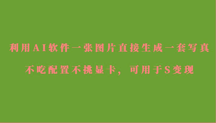 利用AI软件只需一张图片直接生成一套写真，不吃配置不挑显卡，可用于S变现-鼎誉项目网