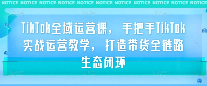 TikTok全域运营课,手把手TikTok实战运营教学,打造带货全链路生态闭环