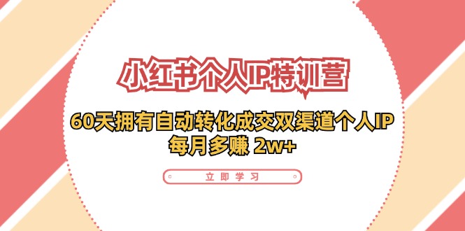 小红书个人IP陪跑营：两个月打造自动转化成交的多渠道个人IP，每月收入2w+(30节)-鼎誉项目网