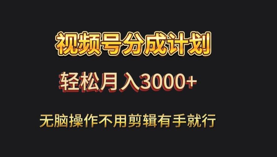 视频号流量分成，不用剪辑，有手就行，轻松月入2000+-鼎誉项目网