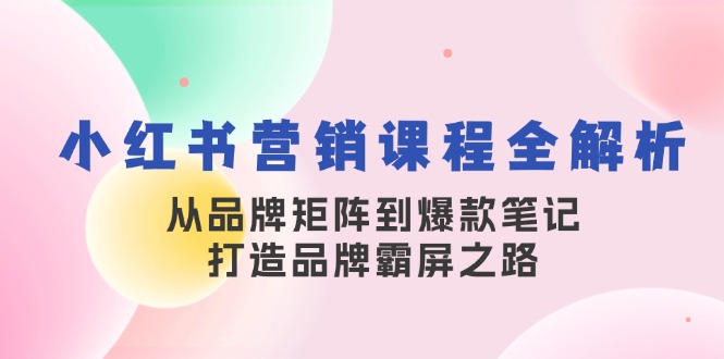 小红书营销课程全解析，从品牌矩阵到爆款笔记，打造品牌霸屏之路-鼎誉项目网