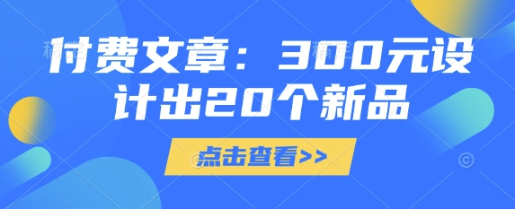 付费文章：300元设计出20个新品-鼎誉项目网