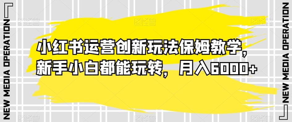 小红书运营创新玩法保姆教学，新手小白都能玩转，月入6000+【揭秘】-鼎誉项目网