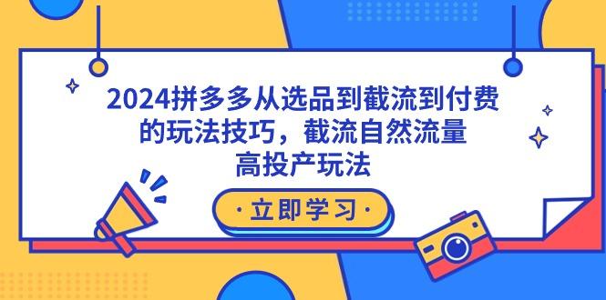 2024拼多多从选品到截流到付费的玩法技巧，截流自然流量玩法，高投产玩法-鼎誉项目网