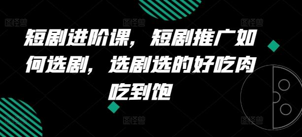 短剧进阶课，短剧推广如何选剧，选剧选的好吃肉吃到饱-鼎誉项目网