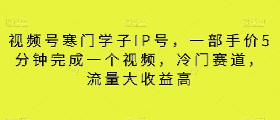 视频号寒门学子IP号，一部手价5分钟完成一个视频，冷门赛道，流量大收益高【揭秘】-鼎誉项目网