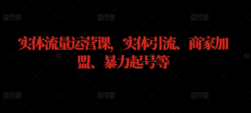 实体流量运营课，实体引流、商家加盟、暴力起号等-鼎誉项目网