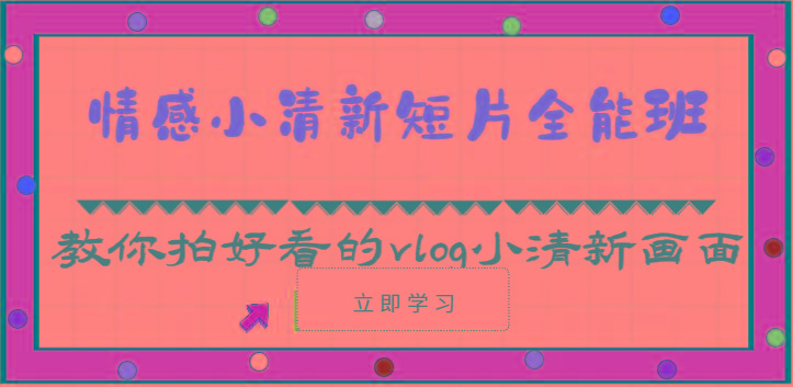 情感小清新短片全能班-教你拍好看的vlog小清新画面(30节课)-鼎誉项目网
