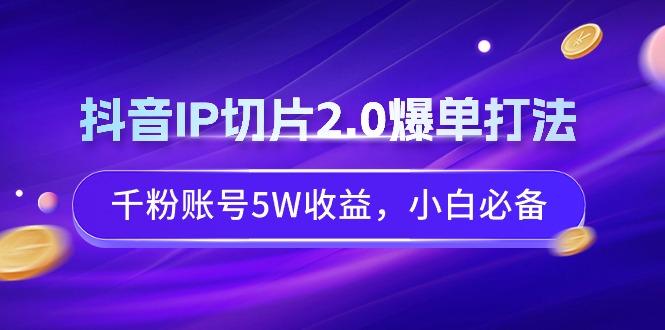 抖音IP切片2.0爆单打法，千粉账号5W收益，小白必备-鼎誉项目网