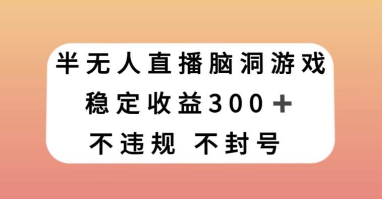 半无人直播脑洞小游戏，每天收入300+，保姆式教学小白轻松上手【揭秘】-鼎誉项目网