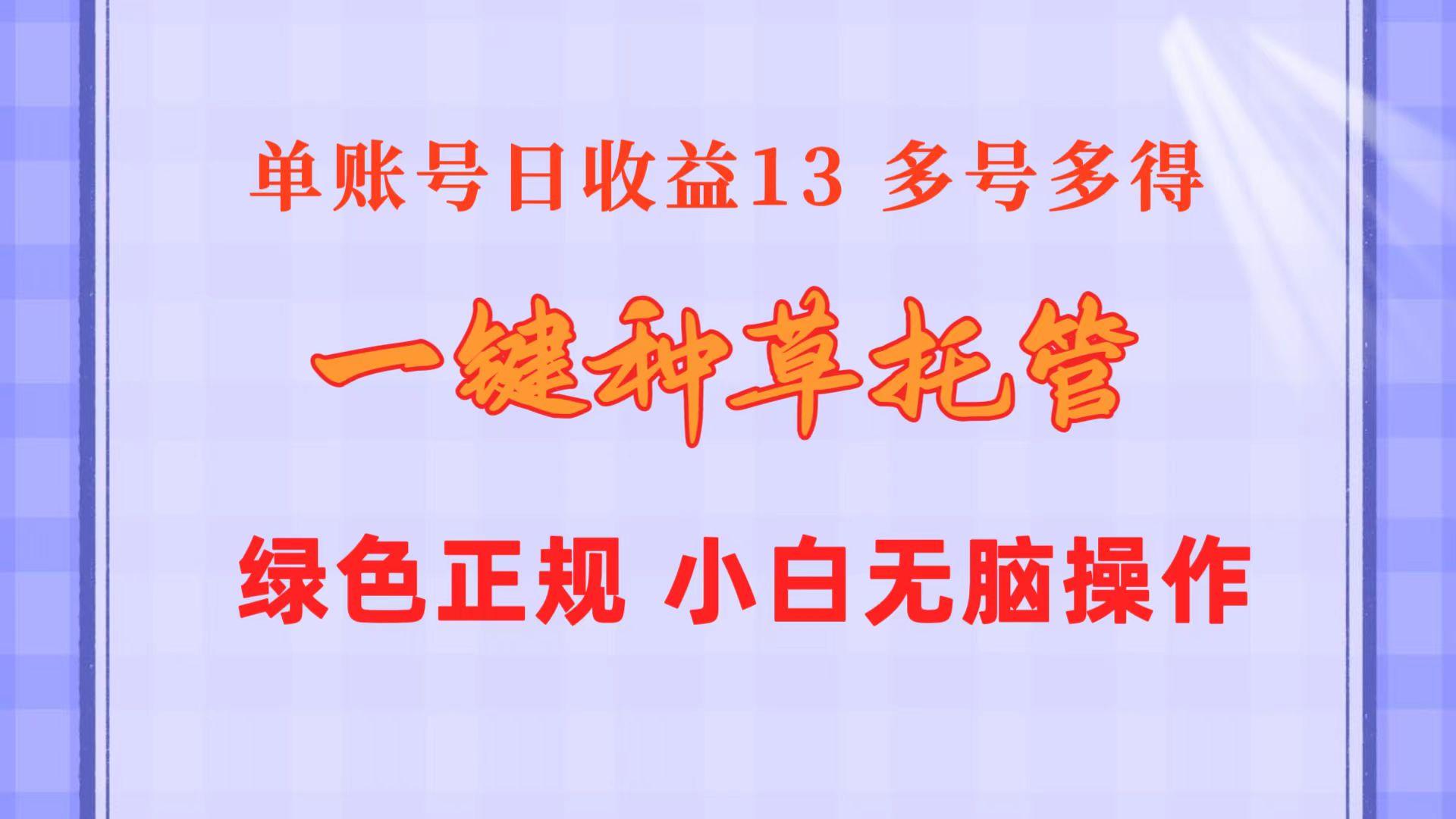 一键种草托管 单账号日收益13元  10个账号一天130  绿色稳定 可无限推广-鼎誉项目网