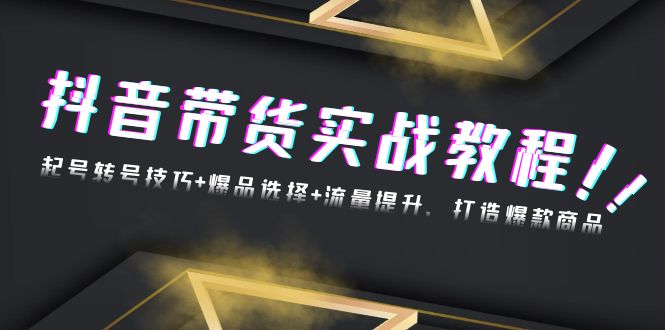 抖音带货实战教程：起号转号技巧+爆品选择+流量提升，打造爆款商品-鼎誉项目网