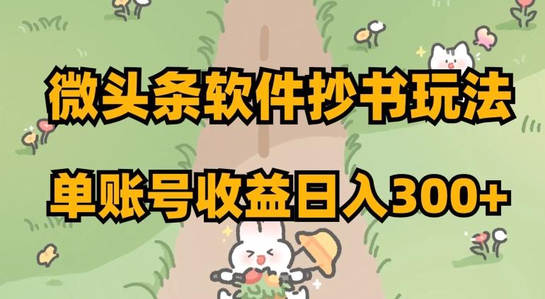 微头条软件抄书玩法，单账号收益日入300+【揭秘】-鼎誉项目网