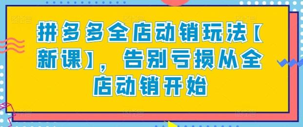 拼多多全店动销玩法【新课】，告别亏损从全店动销开始-鼎誉项目网