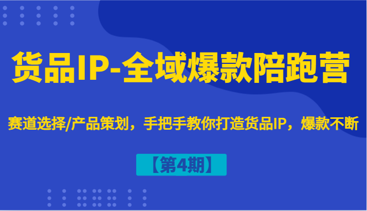 货品IP-全域爆款陪跑营【第4期】赛道选择/产品策划，手把手教你打造货品IP，爆款不断-鼎誉项目网