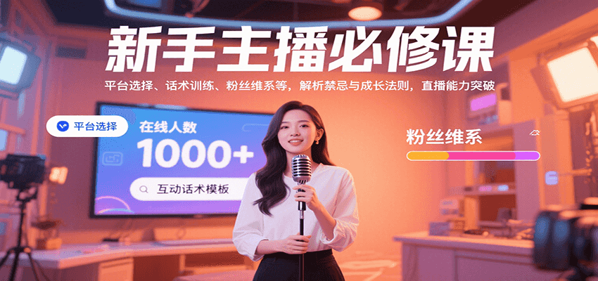 新手主播必修课:平台选择、话术训练、粉丝维系等,解析禁忌与成长法则,突破直播能力-鼎誉项目网