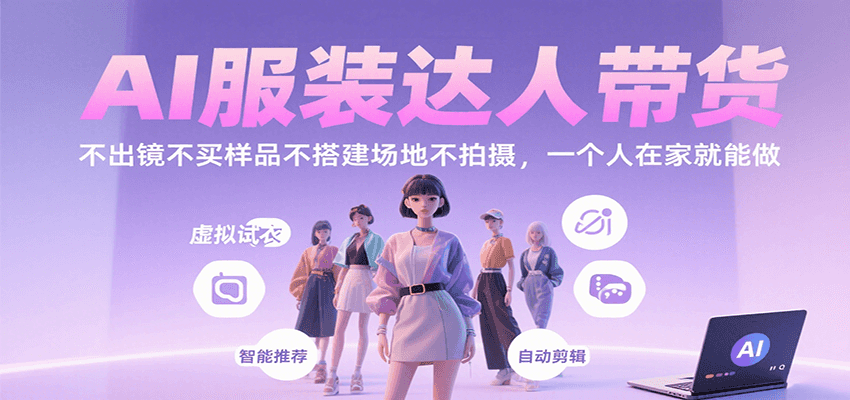 AI服装达人带货,不出镜不买样品不搭建场地不拍摄,一个人在家就能做-鼎誉项目网