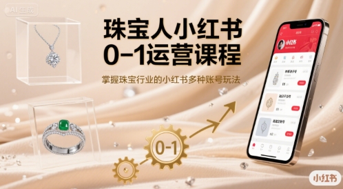 珠宝人小红书0-1运营课程，掌握珠宝行业的小红书多种账号玩法-鼎誉项目网