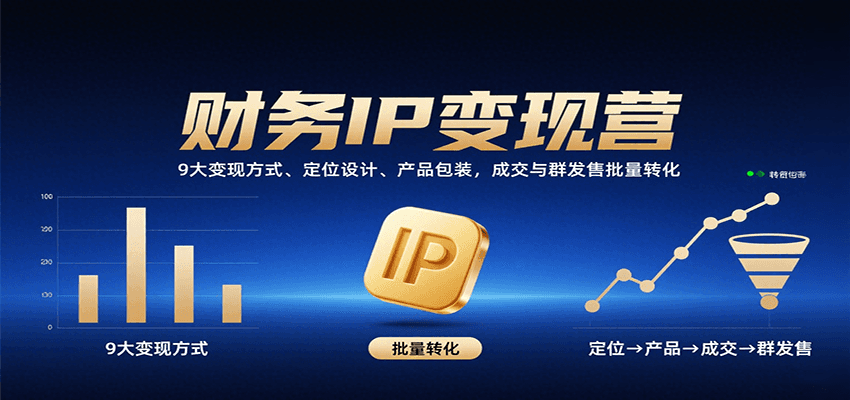 财务IP变现营:9大变现方式、定位设计、产品包装,成交与群发售批量转化-鼎誉项目网