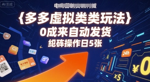 多多虚拟类目玩法，0成本全自动发货，矩阵操作日5张-鼎誉项目网